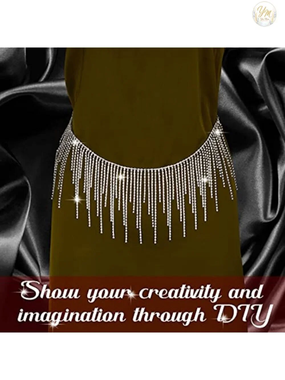 Rhinestone Fringe Trim Belt Tassel Chain for Jeans DIY Decoration 2 Yards